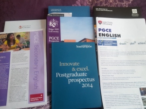 Prospectus' & information sheets from a variety of universities.